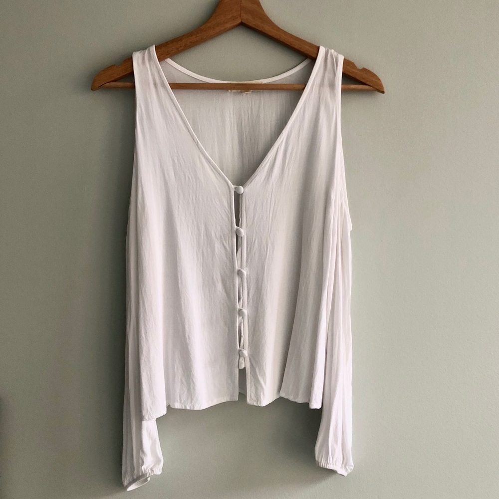 LA Hearts White Cold Shoulder Top